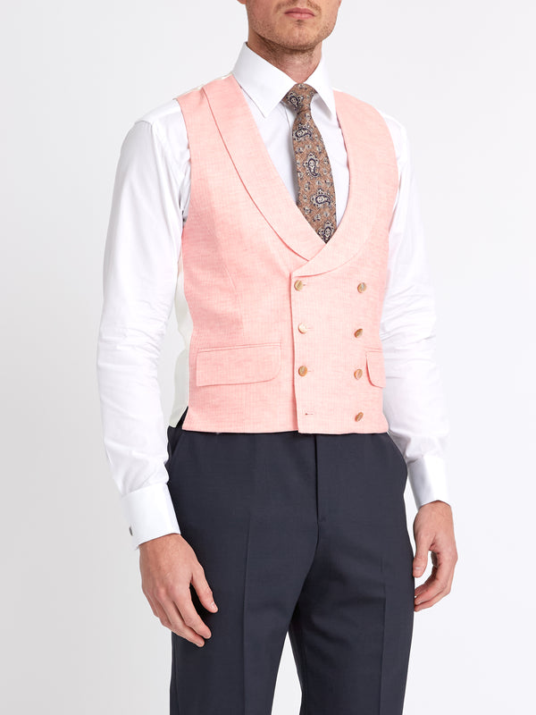 Favourbrook Pink Wolferton Double Breasted Waistcoat