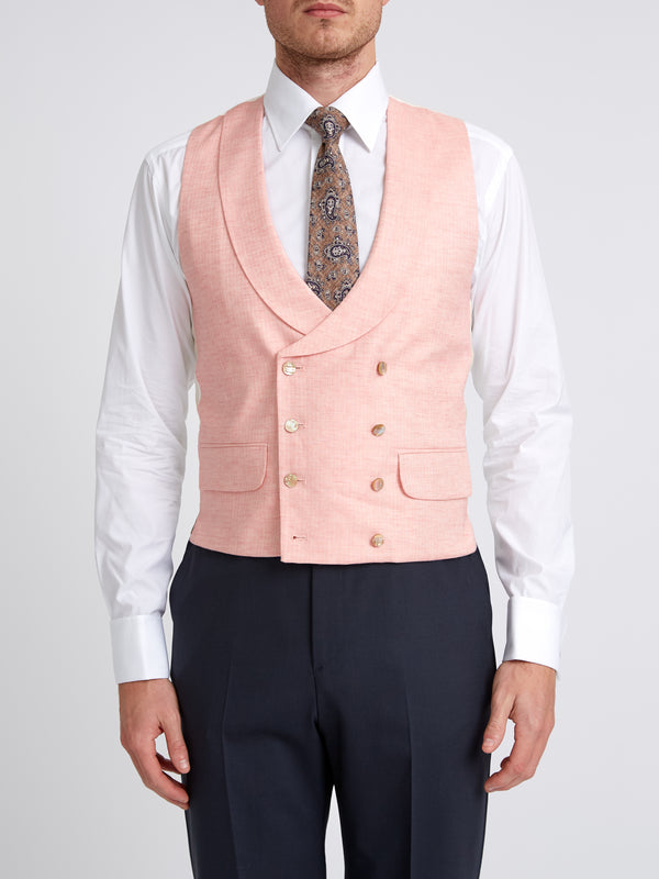 favourbrook Pink Wolferton Double Breasted Waistcoat