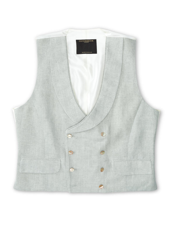 favourbrook Pistachio Randwick Double Breasted Waistcoat with Piping