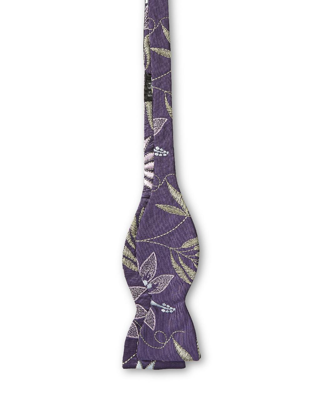 Favourbrook Purple Embroidered Shantung Silk Bow Tie