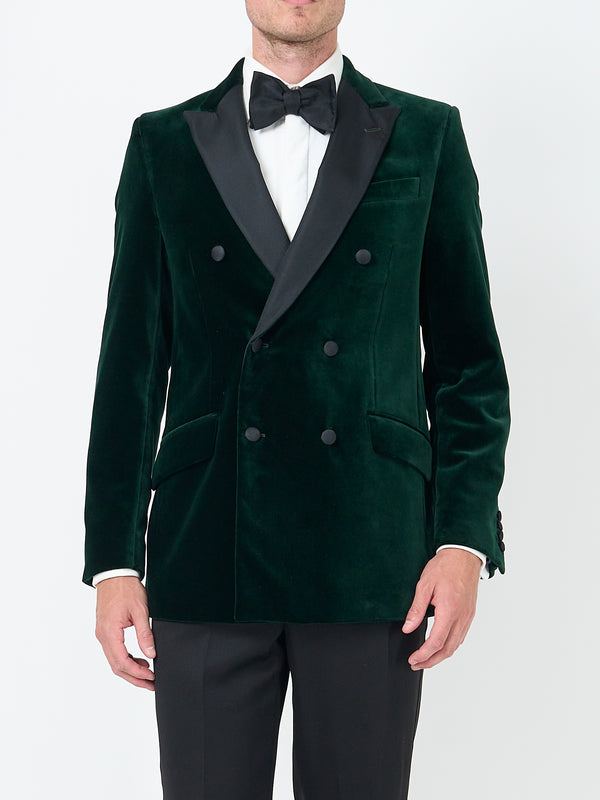 Favourbrook Racing Green Velvet Cotton Double Breasted Dinner Jacket