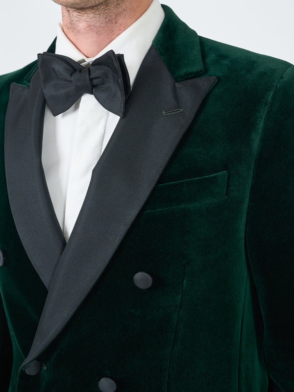 Favourbrook Racing Green Velvet Cotton Double Breasted Dinner Jacket