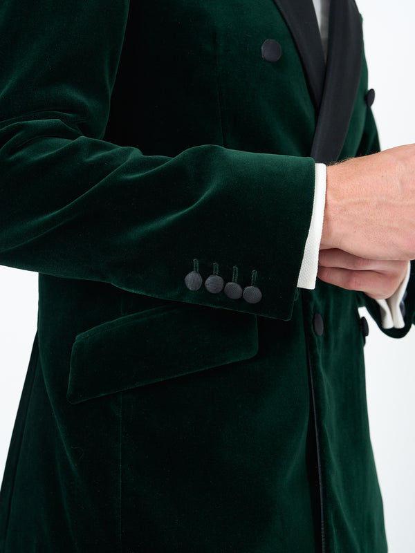 Favourbrook Racing Green Velvet Cotton Double Breasted Dinner Jacket