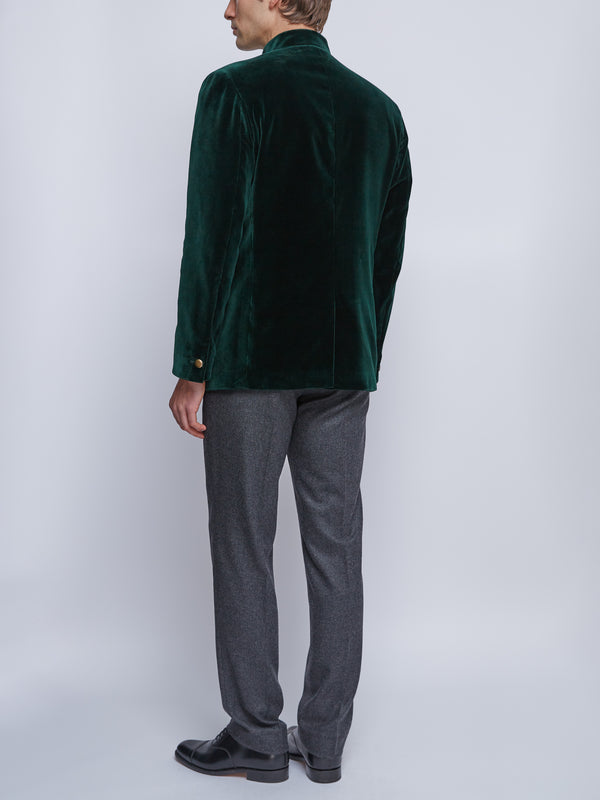 Favourbrook Racing Green Velvet Nehru Jacket Button Cuff