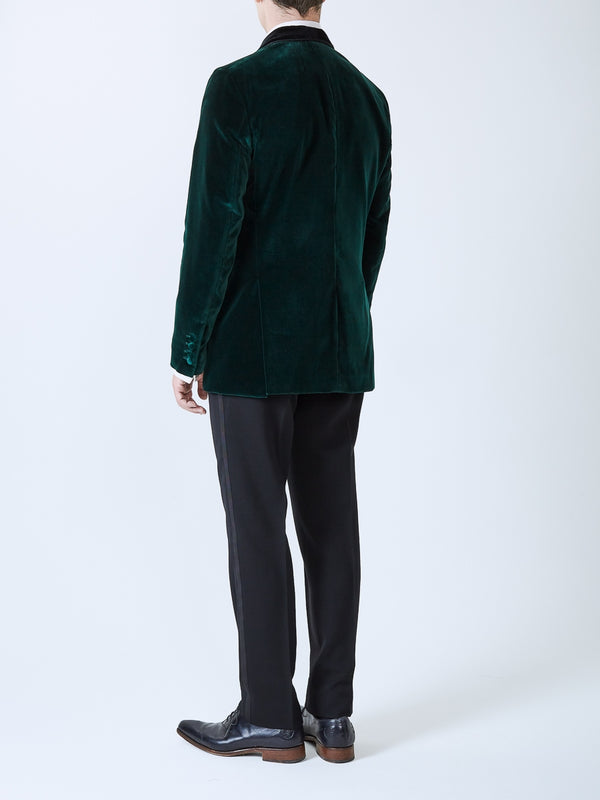 Favourbrook Racing Green Velvet Single Breasted Grosvenor Smoking Jacket