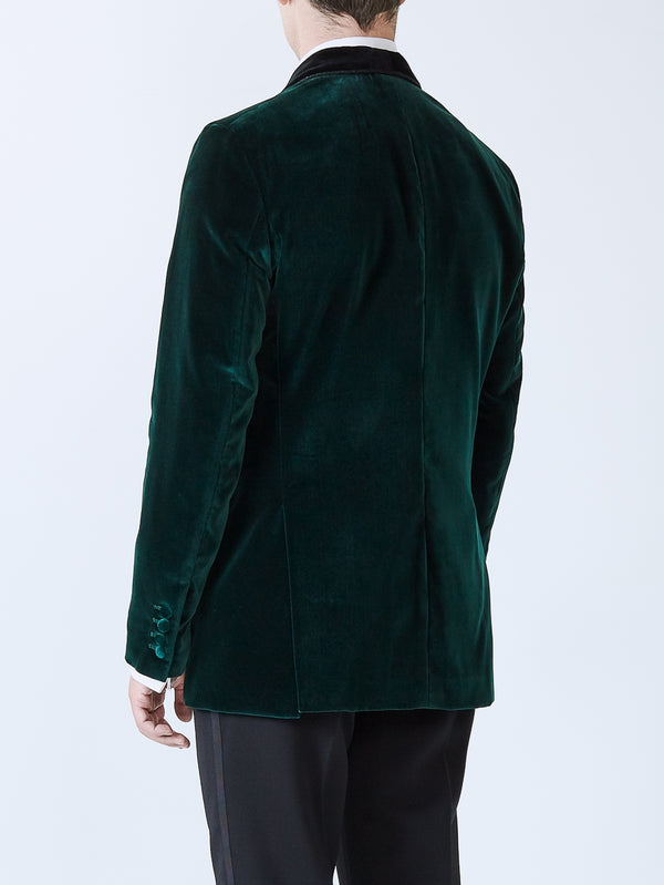 Favourbrook Racing Green Velvet Single Breasted Grosvenor Smoking Jacket