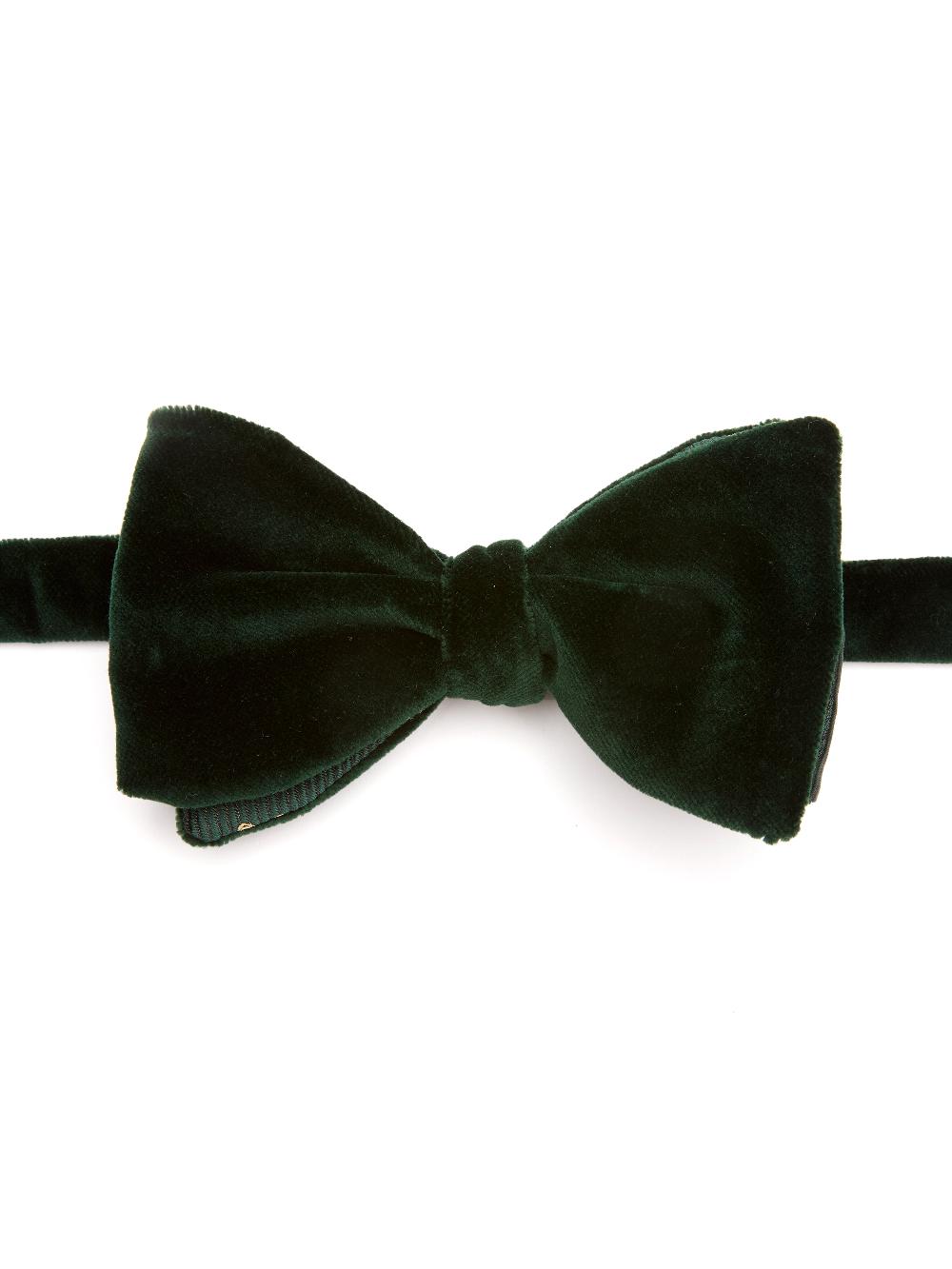Favourbrook Racing Green Velvet With Green Gold Bees Contrast Large Party Bow Tie