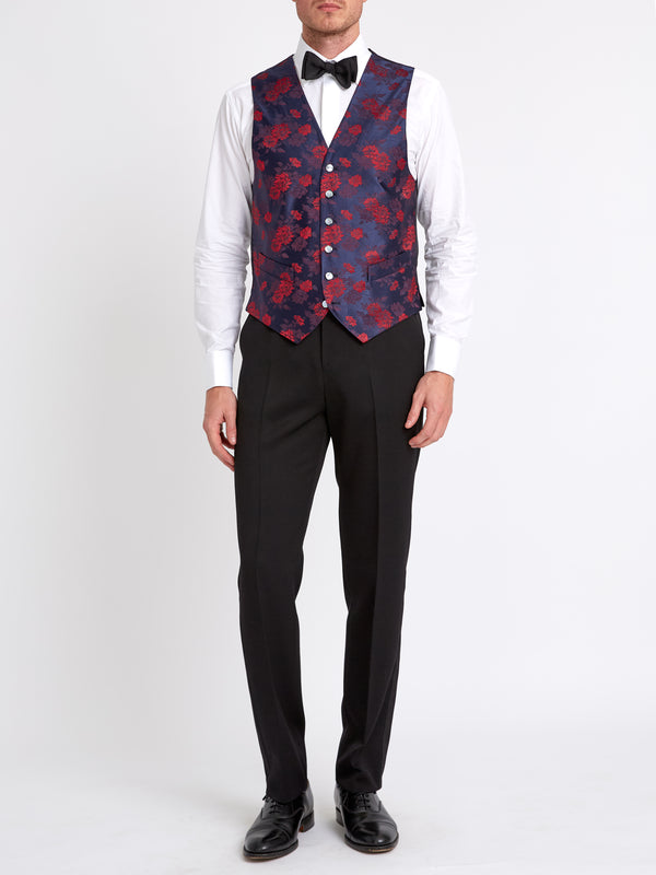 Favourbrook Red Bougainville Silk Single Breasted Waistcoat