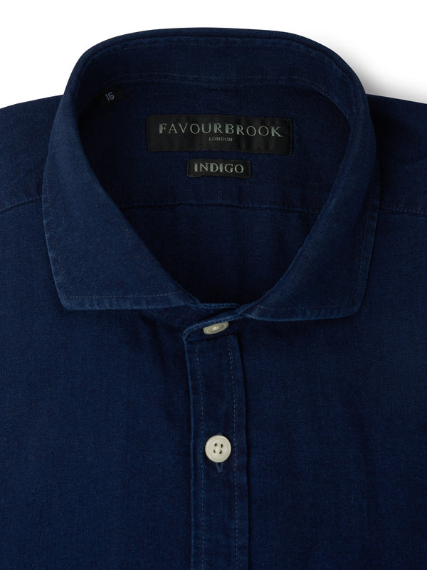 Favourbrook Rinse Indigo Rockwell Cotton Cutaway Collar Shirt