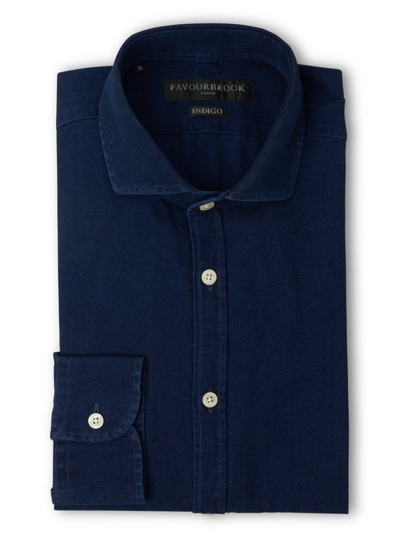 favourbrook Rinse Indigo Rockwell Cotton Cutaway Collar Shirt