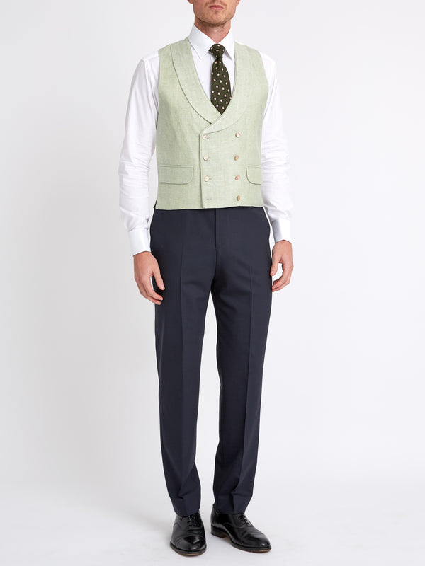 Favourbrook Sage Green Randwick Double Breasted Waistcoat With Piping