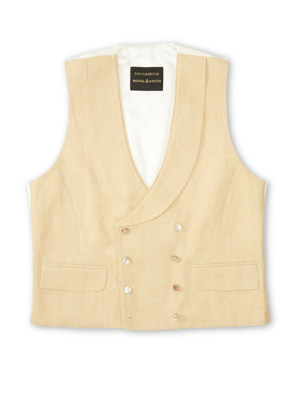 Favourbrook Sand Randwick Double Breasted Waistcoat With Piping