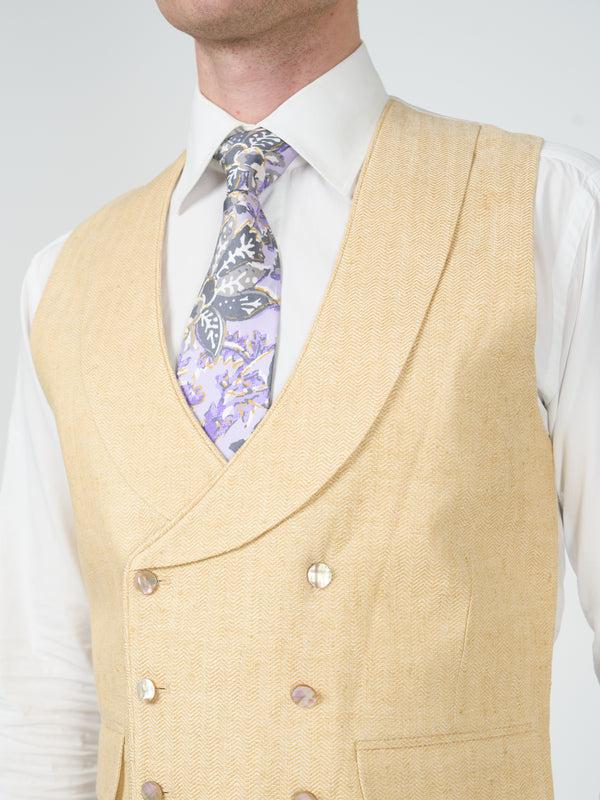 Favourbrook Sand Randwick Double Breasted Waistcoat With Piping