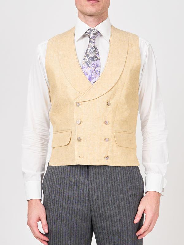 favourbrook Sand Randwick Double Breasted Waistcoat with Piping