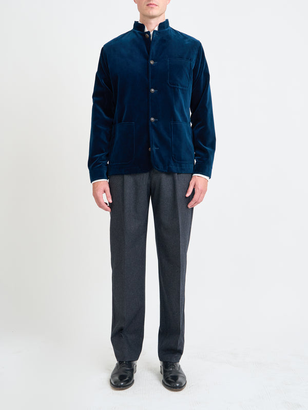 Favourbrook Sapphire Blue Velvet Cotton Artist Jacket