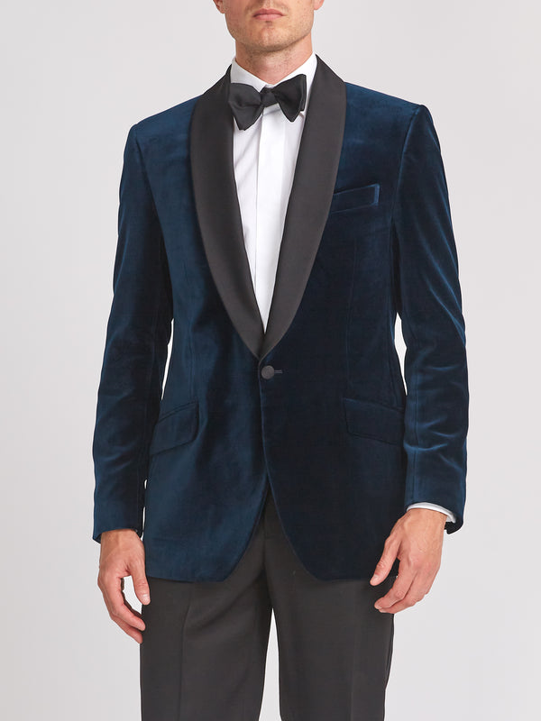 Favourbrook Sapphire Blue Velvet Shawl Lapel Dinner Jacket