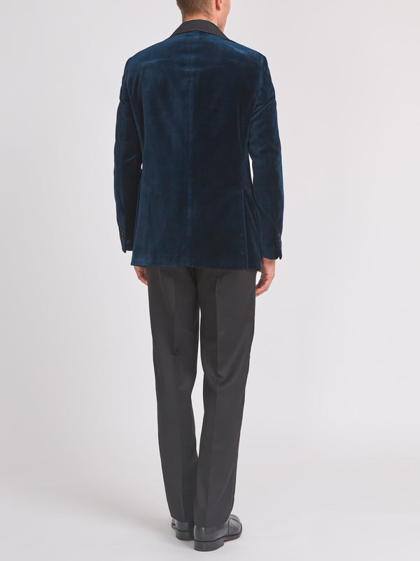 Favourbrook Sapphire Blue Velvet Shawl Lapel Dinner Jacket