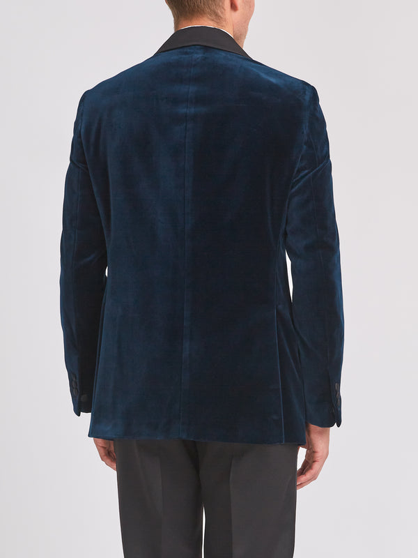 Favourbrook Sapphire Blue Velvet Shawl Lapel Dinner Jacket