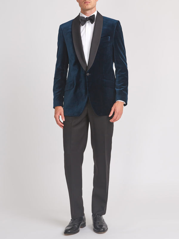 favourbrook Sapphire Blue Velvet Shawl Lapel Dinner Jacket