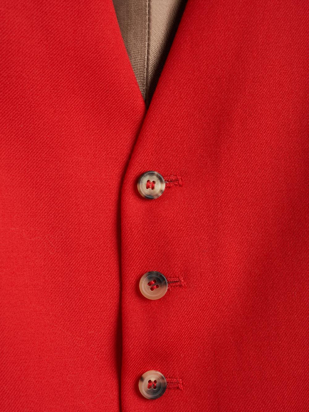 Favourbrook Scarlet Wool Single Breasted 6 Button Waistcoat
