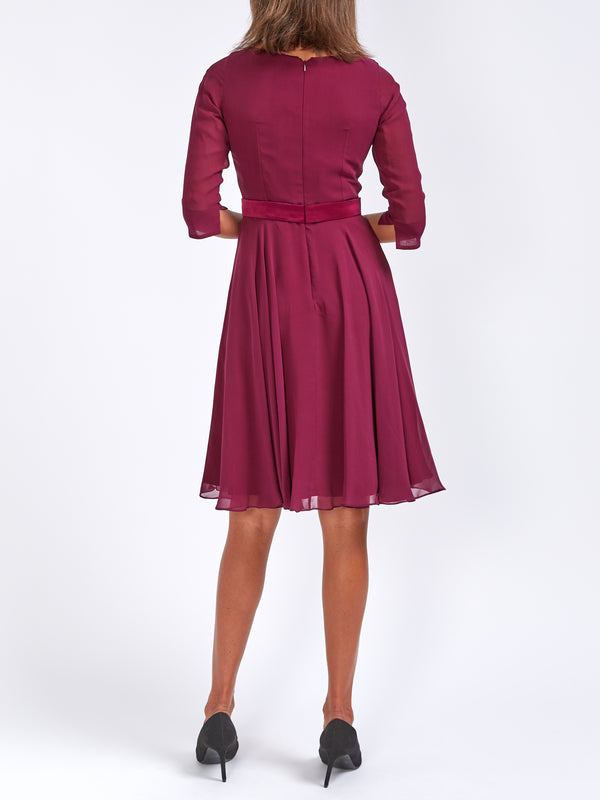 Favourbrook Serena Circle Dress Berry Georgette Silk Georgette