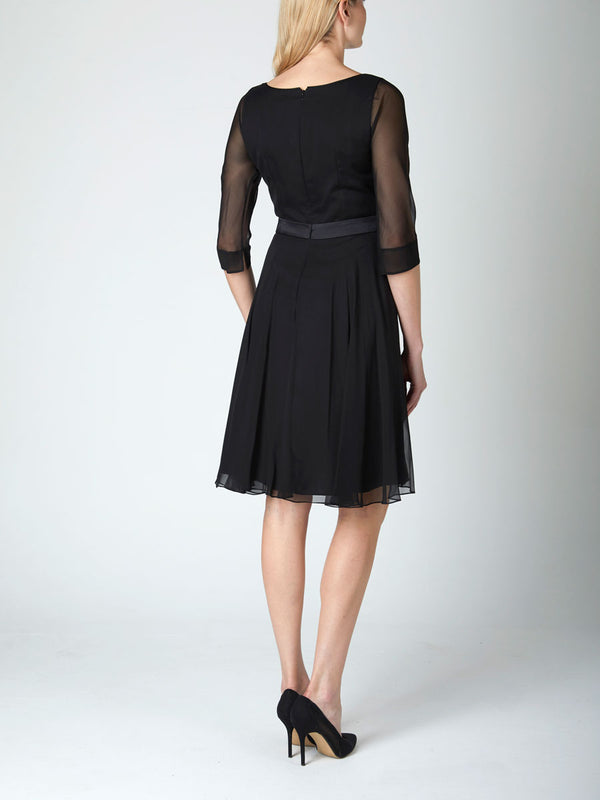 Favourbrook Serena Circle Dress Black Georgette Silk Georgette