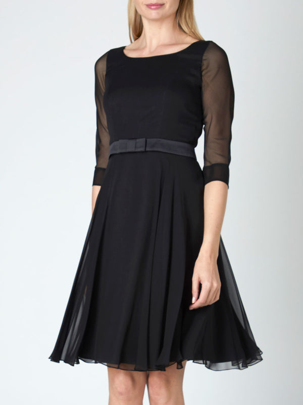 Favourbrook Serena Circle Dress Black Georgette Silk Georgette