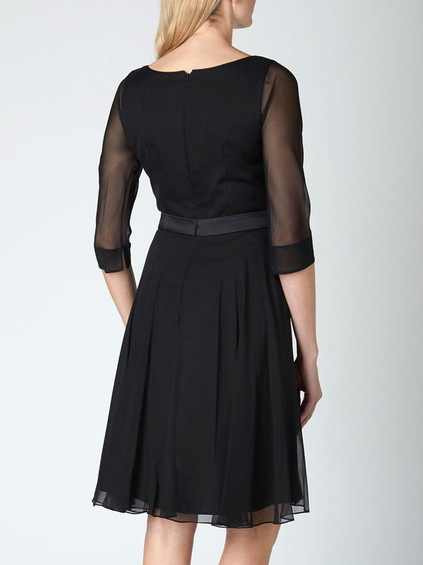 Favourbrook Serena Circle Dress Black Georgette Silk Georgette
