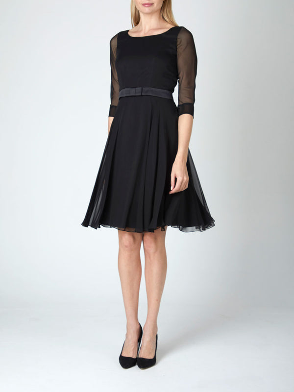 favourbrook Serena Circle Dress Black Georgette Silk Georgette