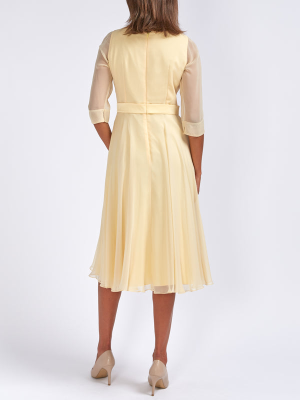 Favourbrook Serena Circle Dress Buttermilk Plain Silk Georgette