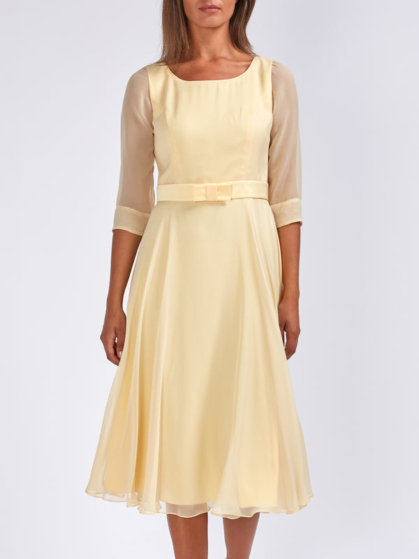 Favourbrook Serena Circle Dress Buttermilk Plain Silk Georgette