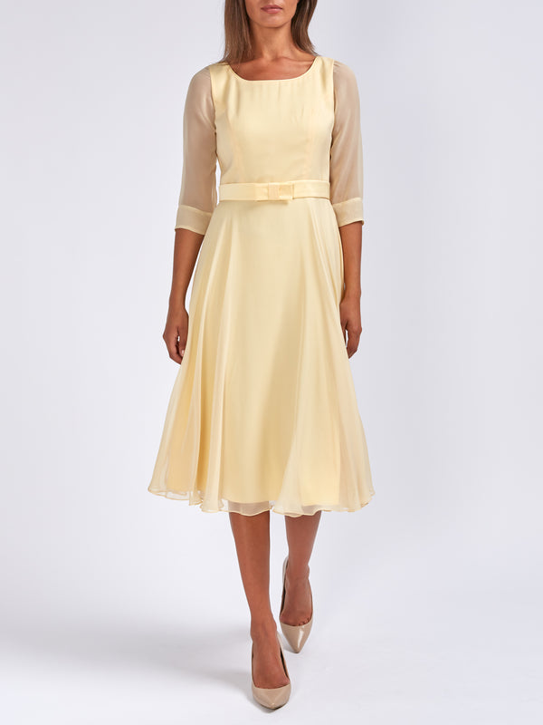 favourbrook Serena Circle Dress Buttermilk Plain Silk Georgette