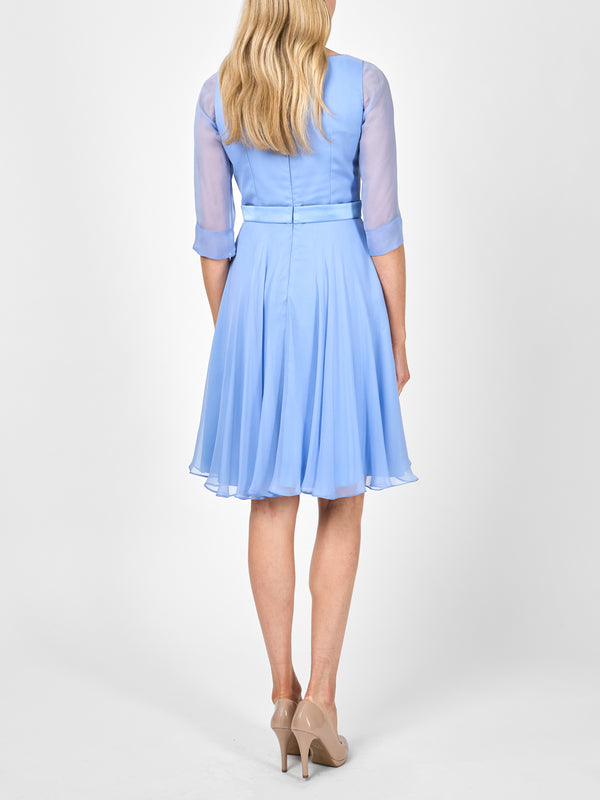Favourbrook Serena Circle Dress Classic Cornflower Blue Silk Georgette