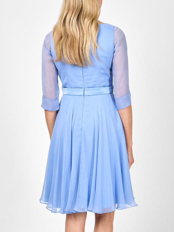 Favourbrook Serena Circle Dress Classic Cornflower Blue Silk Georgette