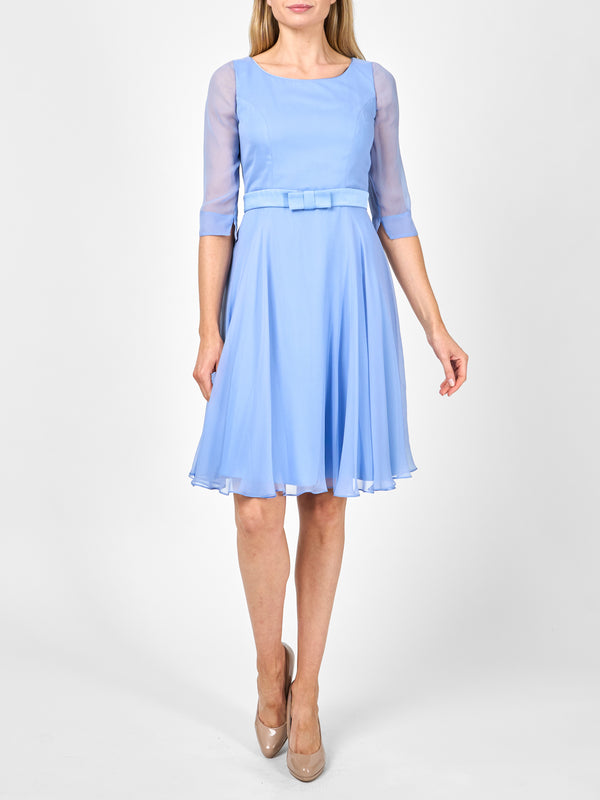 favourbrook Serena Circle Dress Classic Cornflower Blue Silk Georgette