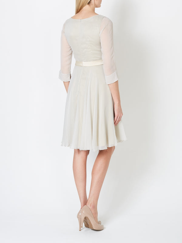 Favourbrook Serena Circle Dress Grey Glacier Plain Silk Georgette