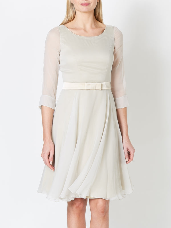 Favourbrook Serena Circle Dress Grey Glacier Plain Silk Georgette