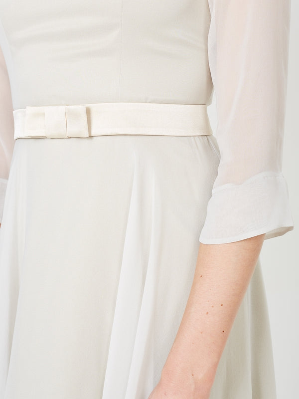 Favourbrook Serena Circle Dress Grey Glacier Plain Silk Georgette