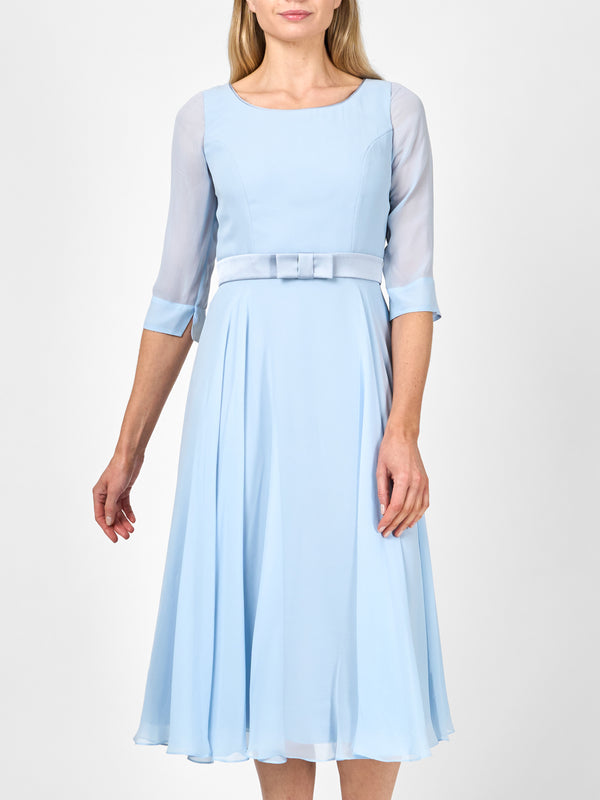 Favourbrook Serena Circle Dress Longer Pale Blue Silk Georgette