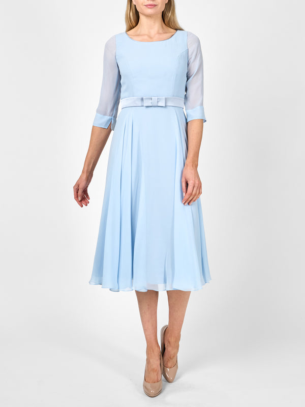 favourbrook Serena Circle Dress Longer Pale Blue Silk Georgette