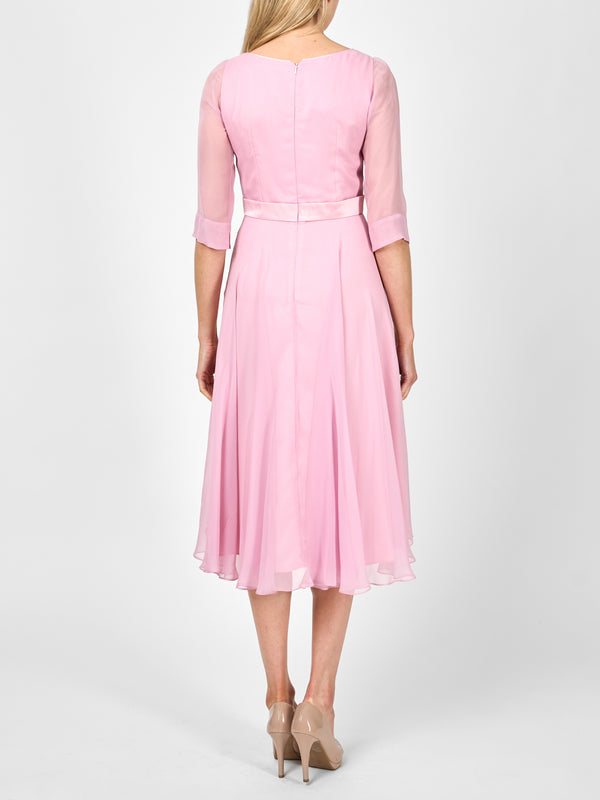 Favourbrook Serena Circle Dress Longer Rose Quartz Silk Georgette