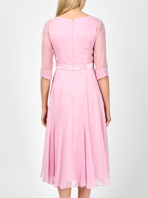 Favourbrook Serena Circle Dress Longer Rose Quartz Silk Georgette