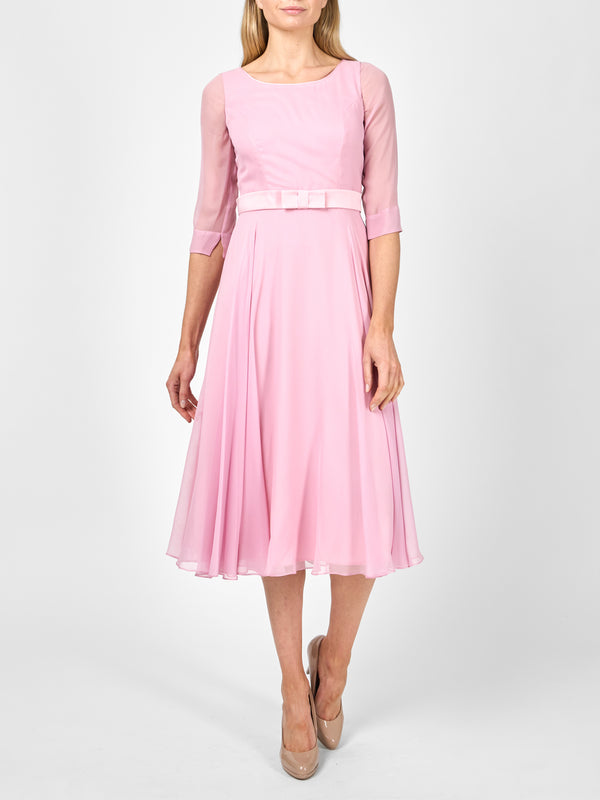 favourbrook Serena Circle Dress Longer Rose Quartz Silk Georgette