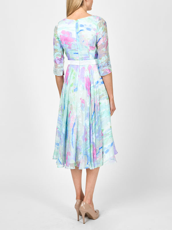 Favourbrook Serena Circle Dress Longer Sky Astell Silk Devore Chiffon