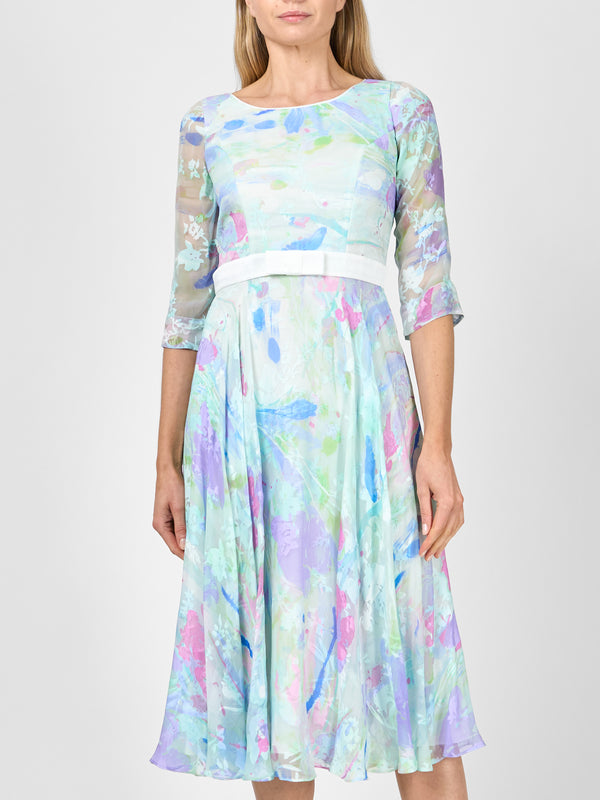 Favourbrook Serena Circle Dress Longer Sky Astell Silk Devore Chiffon