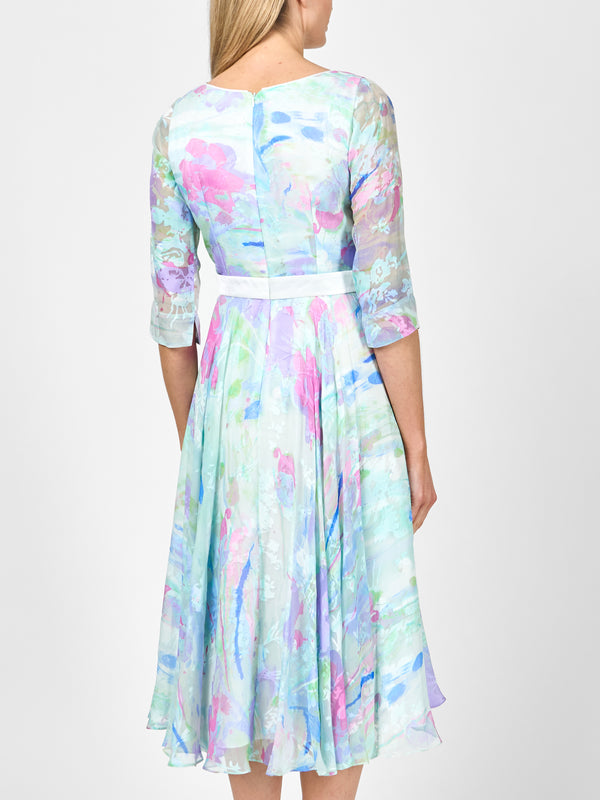 Favourbrook Serena Circle Dress Longer Sky Astell Silk Devore Chiffon