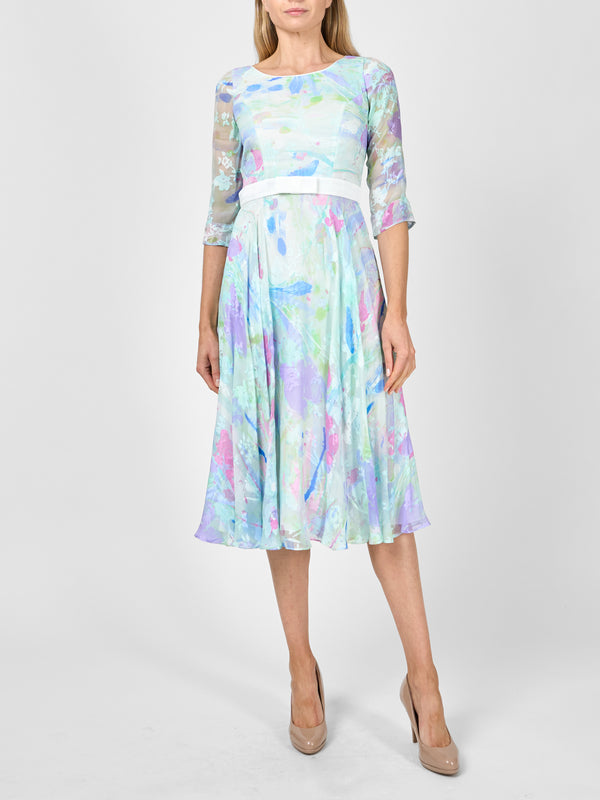 favourbrook Serena Circle Dress Longer Sky Astell Silk Devore Chiffon