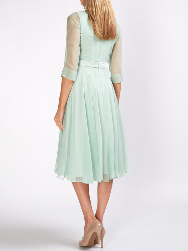 Favourbrook Serena Circle Dress Peppermint Plain Silk Georgette