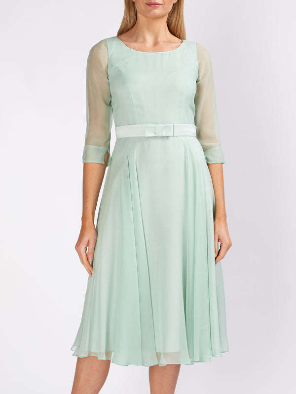 Favourbrook Serena Circle Dress Peppermint Plain Silk Georgette