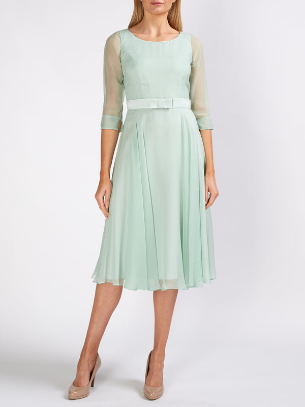 favourbrook Serena Circle Dress Peppermint Plain Silk Georgette
